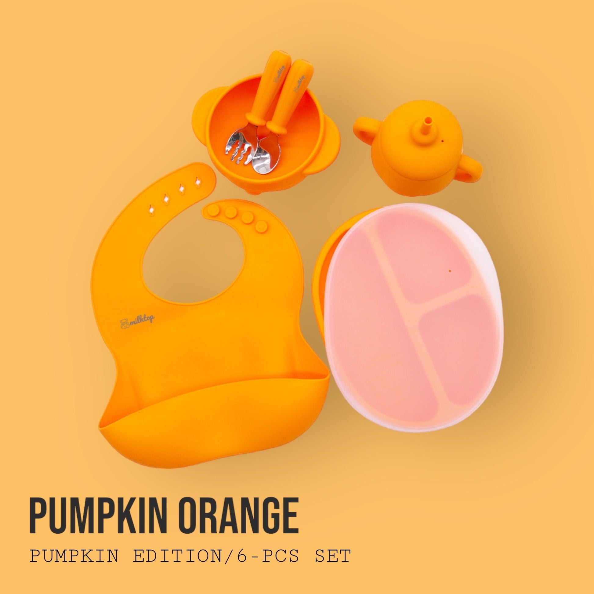 Platinum Silicone Baby Feeding Set Pumpkin Edition - milktop