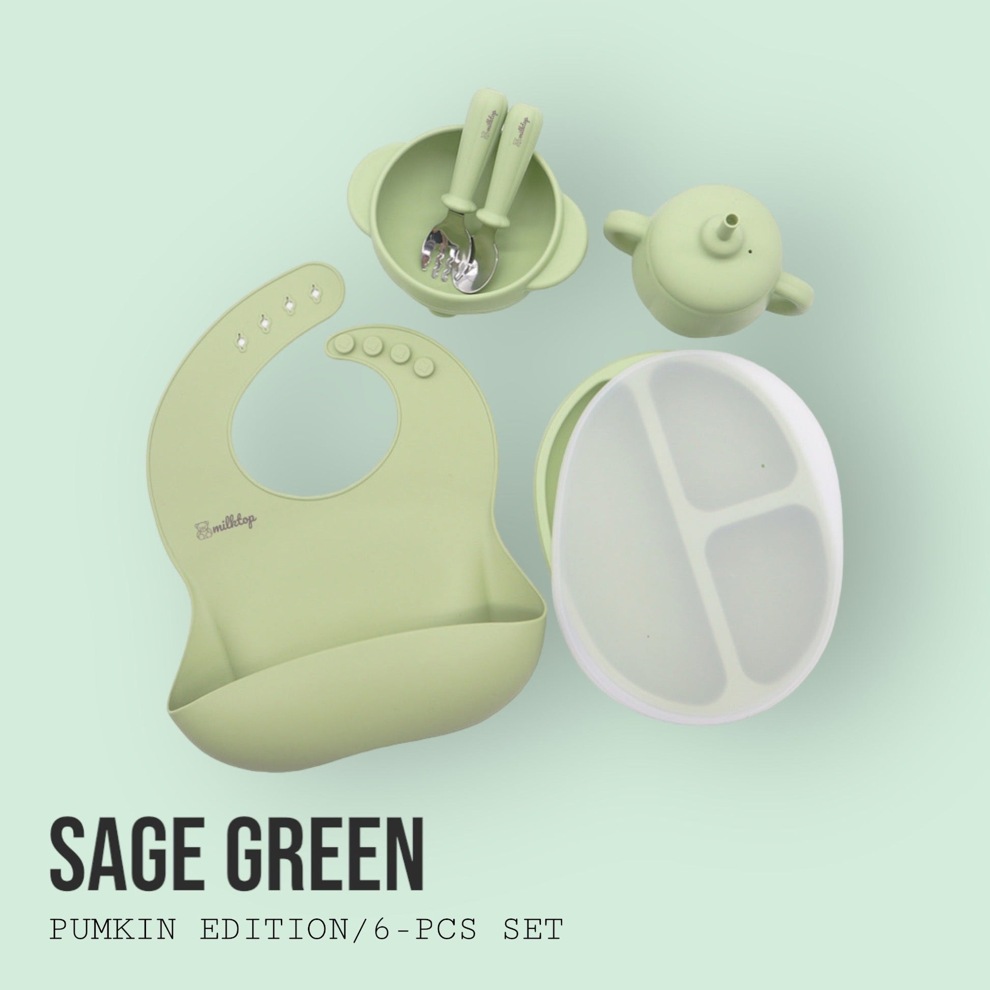 Silicone Feeding Set - Sage